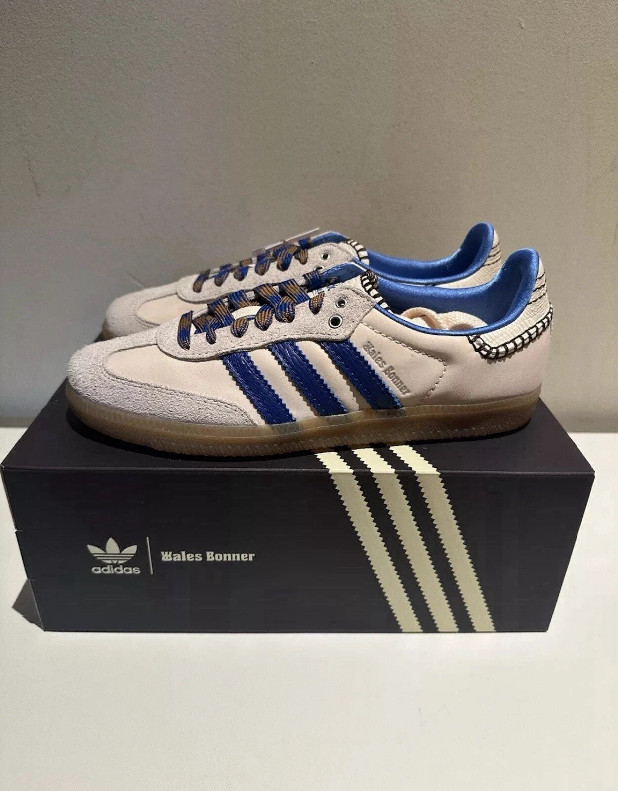 Adidas Originals Wales Bonner Samba Cream Clay Royal Blue UK 5 US 5.5