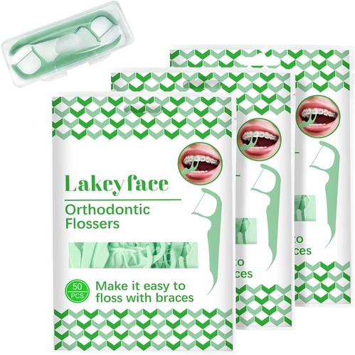 150 Count Orthodontic Flossers For Braces With Floss Dispenser, Braces Flossers  - Picture 1 of 8