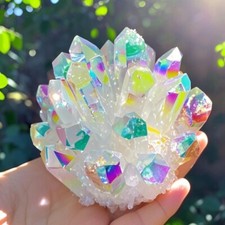 300g Rare Rainbow Angel Aura Phantom Cluster Titanium Geode Quartz Home Decor