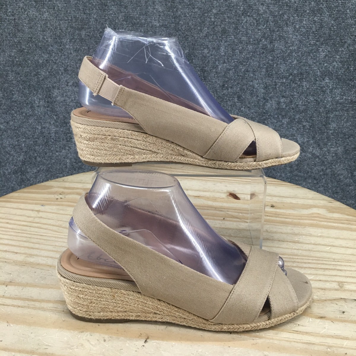 Abella Sandals Womens M Shiloh Open Toe Slingback Espadrille Beige Slip On - Main Image