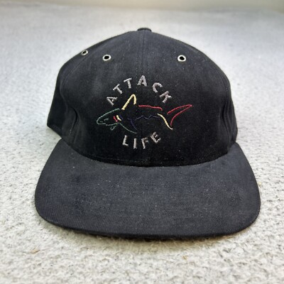 Greg Norman Hat Cap Mens Black Attack Life Shark Logo Casual Outdoor Adult