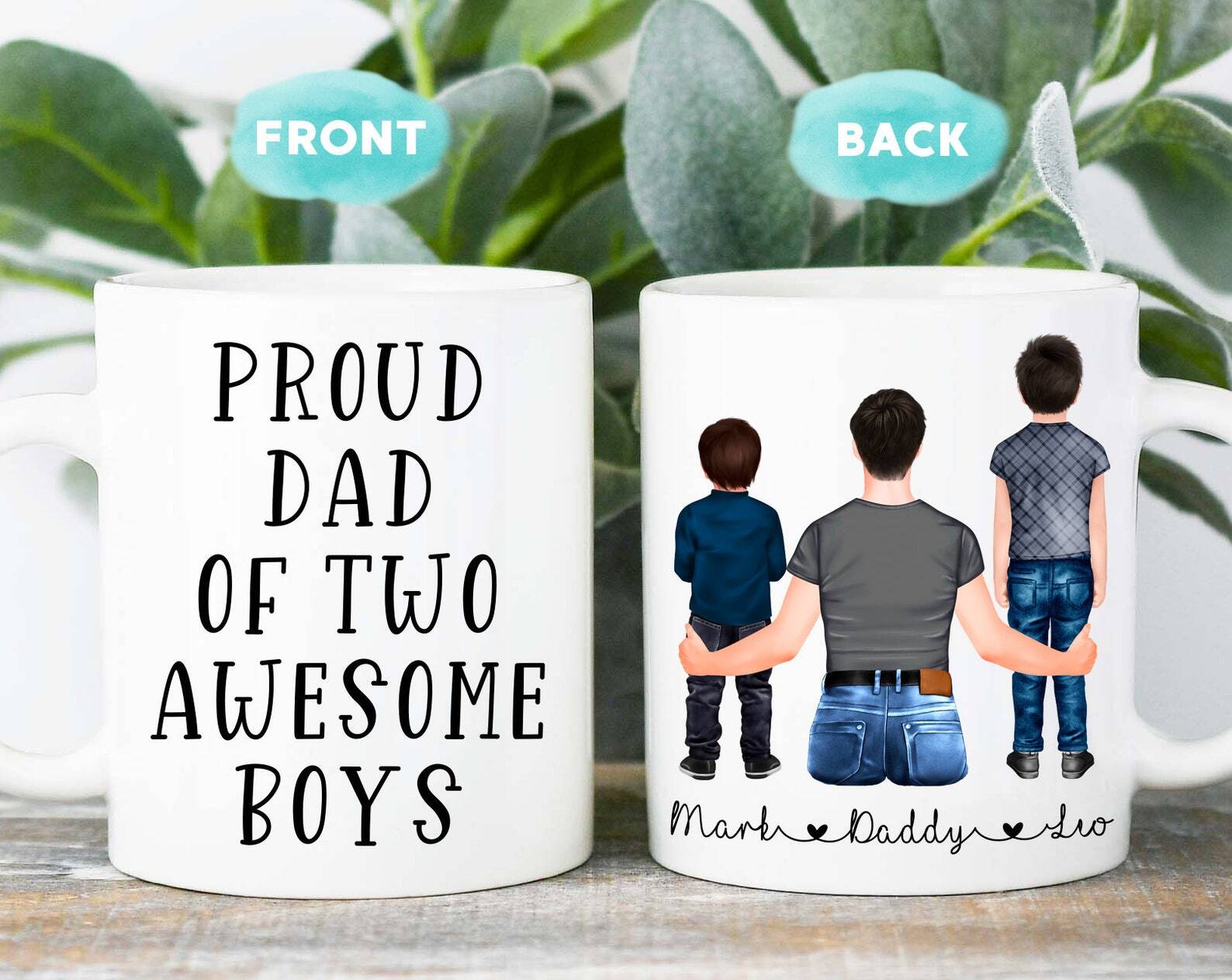 Boys Dad Mug Father Of Boys Gift Fathers Day Mug Dad With Sons Mug Custom
