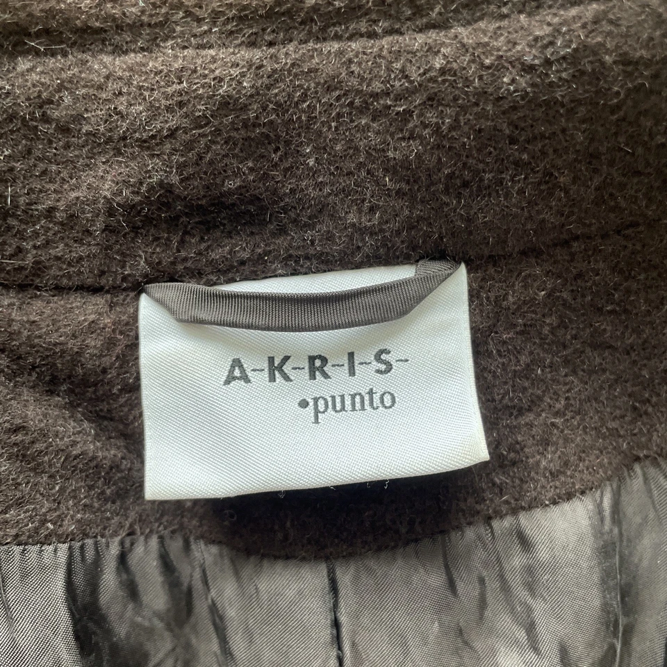 Akris Punto Angora Wool Blend Trench Coat Womens 10 Brown Tweed Jacket *flaws* - Image 3 of 4