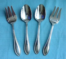 New Oneida AMERICAN HARMONY /ARBOR 4pc Stainless Serving Flatware Spoons Forks