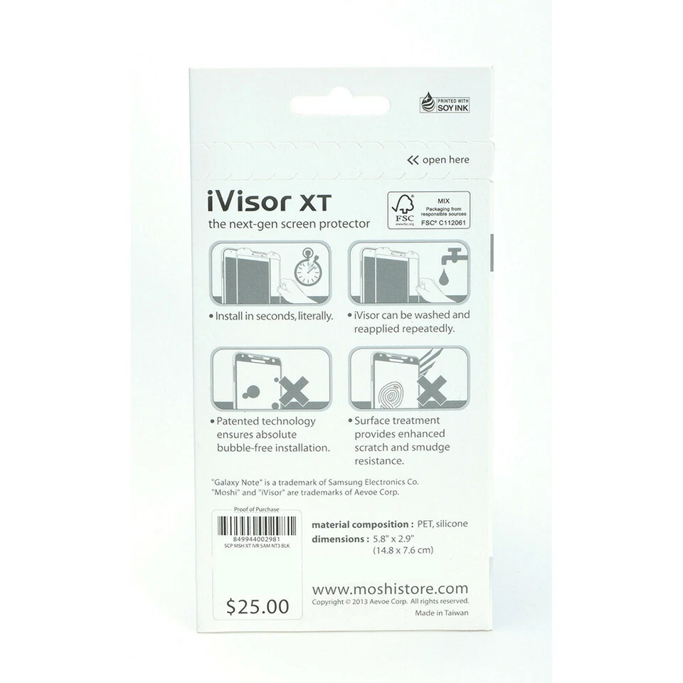 Protector de pantalla Moshi iVisor XT para Samsung Galaxy Note 3 - Borde transparente/negro Foto 2 de 3