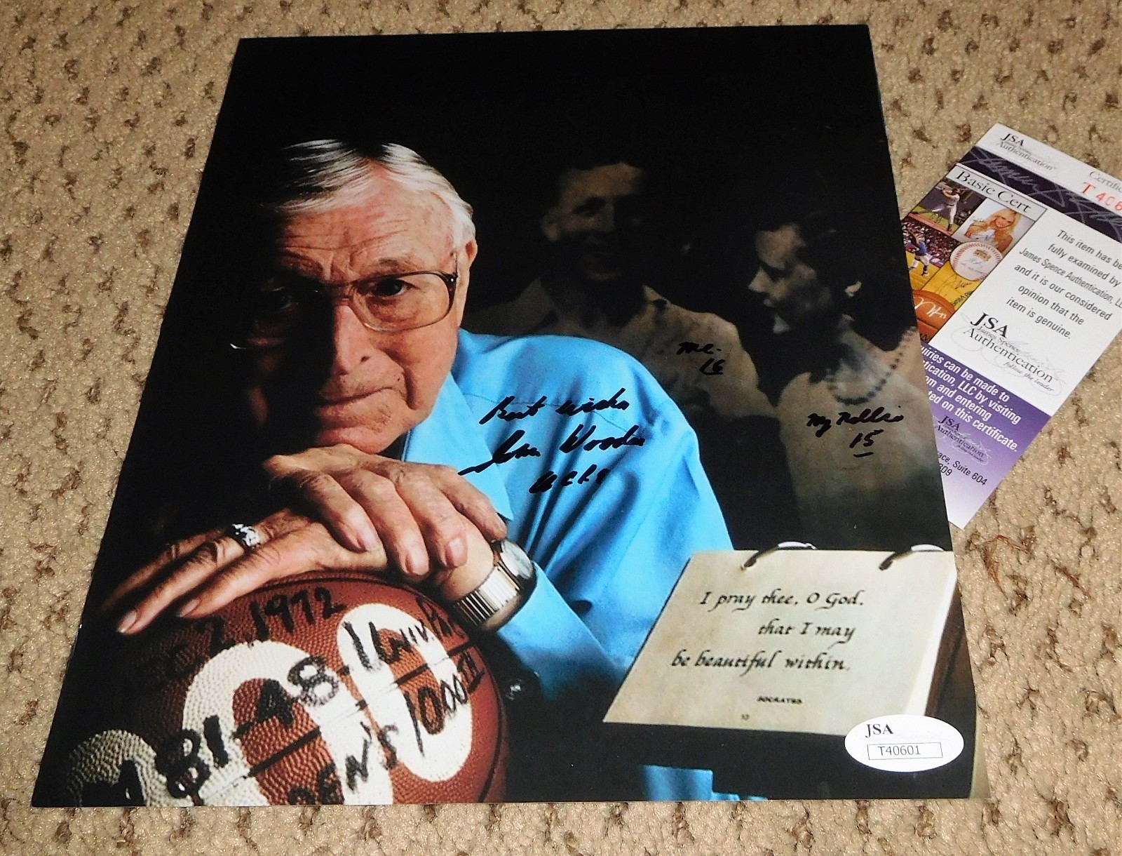 COACH JOHN WOODEN SIGNED 8X10 PHOTO JSA AUTOGRAPH UCLA BRUINS AUTOGRAPH AUTO 