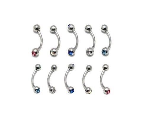 5x 16g 5/16" CZ Gem Stone Eyebrow Rings WHOLESALE Body Jewelry Lot All Different - Picture 1 of 1