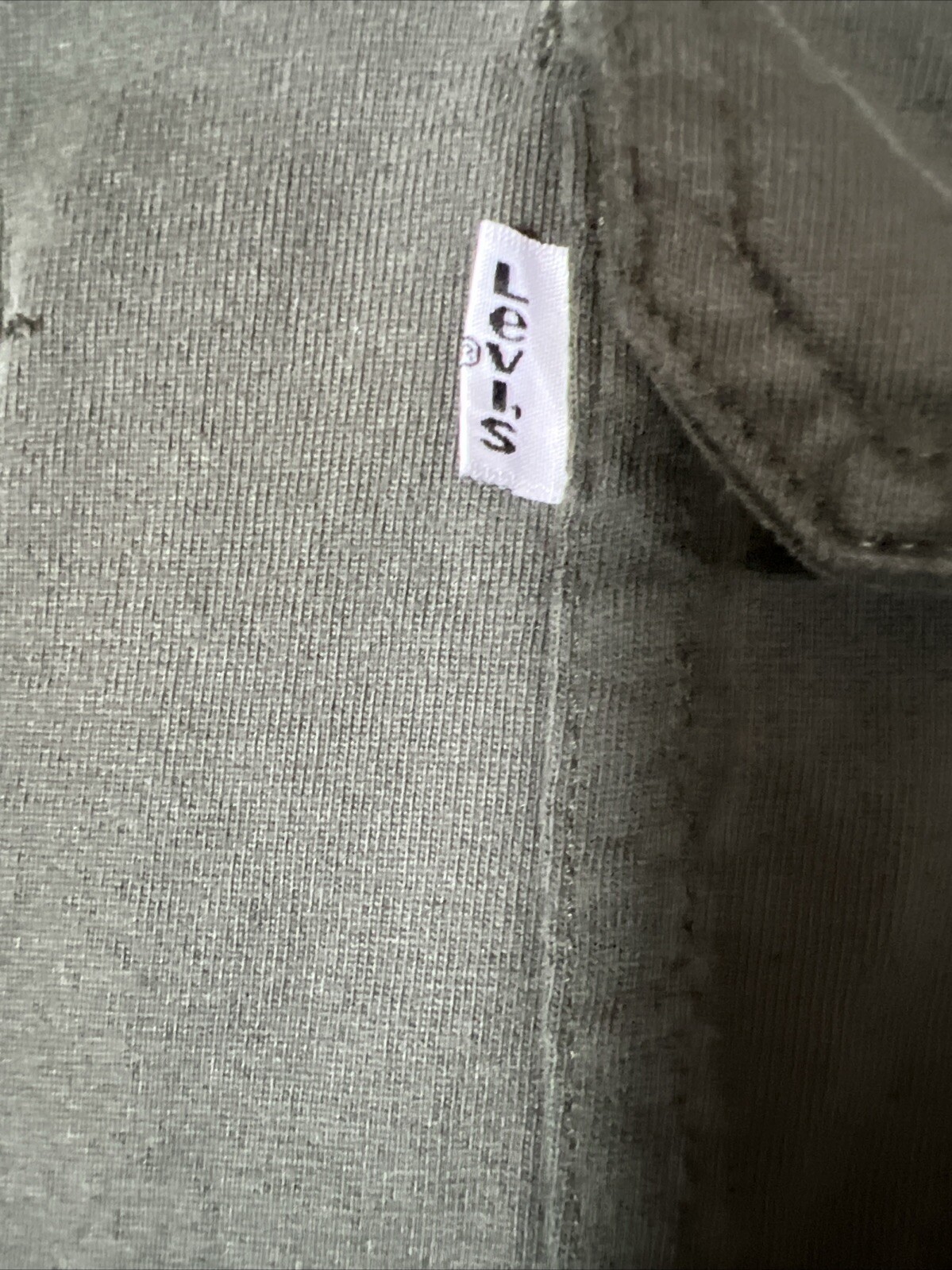 Levis Men's White Tab Dark Green Long Sleeve w/ Double Pockets Polo Shirt Size L thumbnail 13