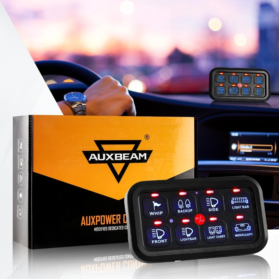 AUXBEAM 8 GANG LED SWITCH PANEL KIT AUTOMATIC DIMMABLE OFF ROAD LIGHT CONTROLLER - Image 2 of 4