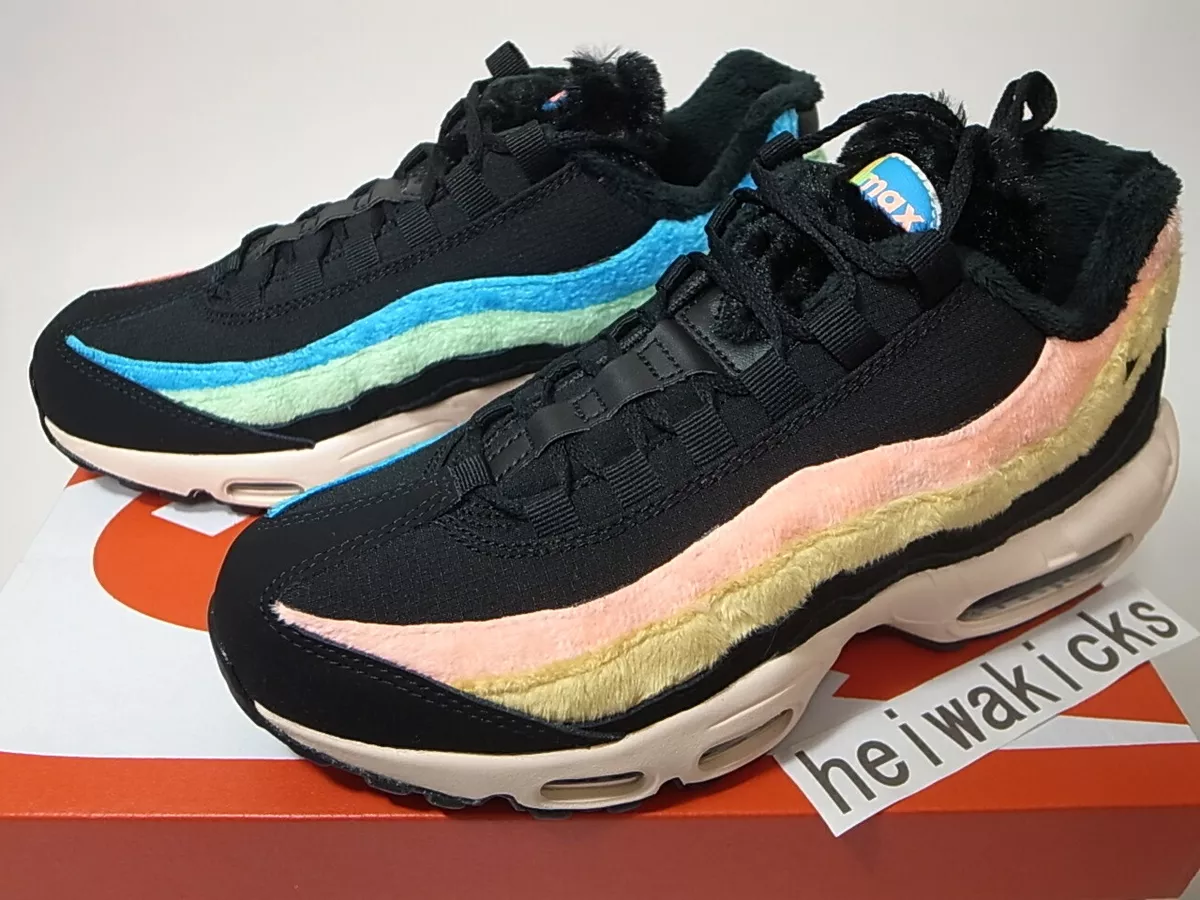 2020 NIKE W AIR MAX 95 PRM FUZZY FUR BLACK ATOMIC PINK MULTI DB9577-001  US7.5