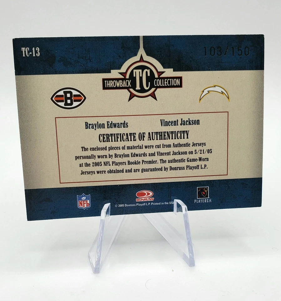 2005 TC-13 Donruss throw back threads B Edwards V. Jackson LA Rams Jersey /150 - Image 2 of 4