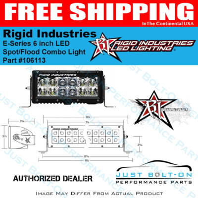 Rigid Industries E-Series 6 inch Hybrid Flood White LED Light Bar - 106113