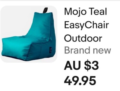 Mojo Teal EasyChair Outdoor Indoor Expand Weatherproof Foam Filled