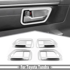 Matte Silver Inner Door Handle Bowl Panel Cover Trim For Toyota Tundra 2022-2025