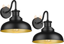 Vintage Gooseneck Barn Lights - 2 Pack Outdoor Wall Sconces for Farmhouse Style