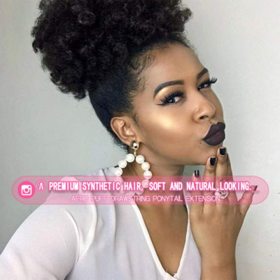 Afro Puff Ponytail Extensions Synthetic Curly Drawstring Hair Updo for Black Wom Afro Puff Drawstring Ponytail Extensions With Bangs  main image 3