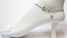 Sterling Silver Infinity Love + Plumeria (Flower) Chain Anklet (9")