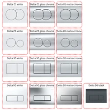 Geberit Delta 01 20 30 50 White/ Gloss chrome/  Matte chrome WC Dual Flush Plate