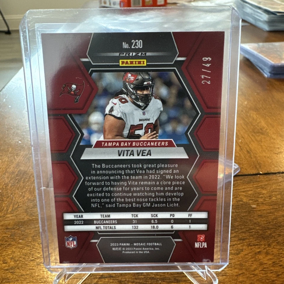 Vita Vea 2023 Panini Mosaic Purple 27/49 + 34/199 Tampa Bay Buccaneers - Image 2 of 4