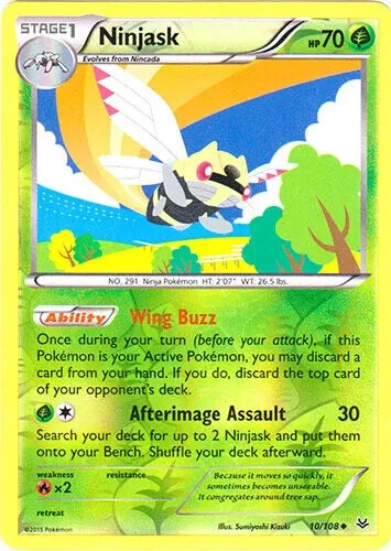 Ninjask 10/108 Roaring Skies Reverse Holo Uncommon Light Play Pokemon DNA GAMES