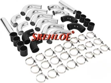 3" Universal Aluminum Intercooler Turbo Pipes + Hoses + T-Clamp Kits