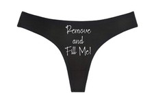 REMOVE AND FILL ME Black Thong - Choose Your Image Color - Swingers HotWife MFM