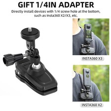 Universal Magnetic 360 rotatable Backpack Clip For Insta360 GO 3/Action 4/3/2