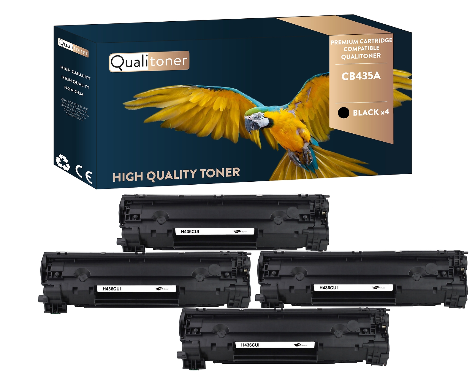 Toner HP CB435A noir pack de 4 Qualitoner haute capacité pour des textes d'une netteté laser