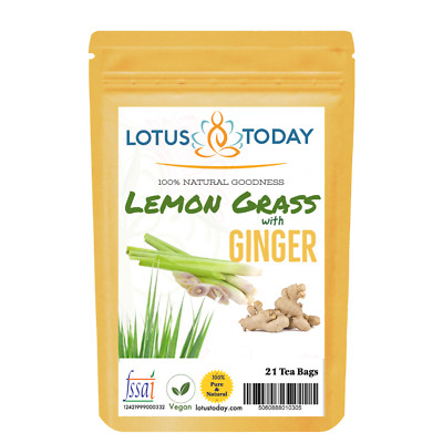 Lotustoday Zitronengras Tee Zitronengras mit Ingwer Kräuter 20 Teebeutel Abnehmen
