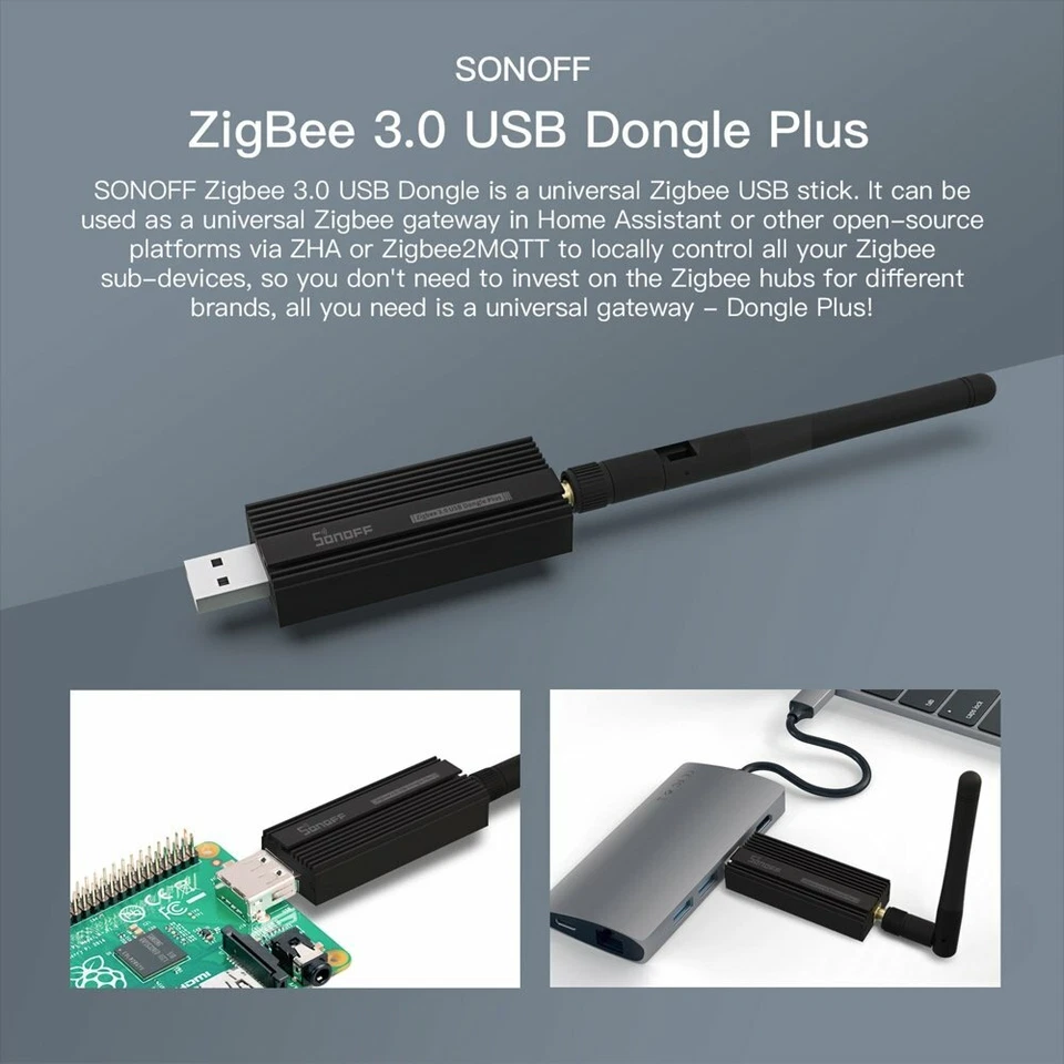 SONOFF Zigbee 3.0 USB Dongle Plus Gateway 3.x.0 TI CC2652P + CP2102N Coordinador Foto 2 de 4