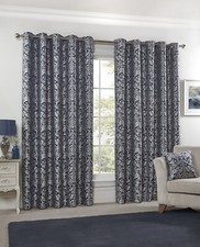 Curtains Eyelet Ring Top 2 Panels Ready Made Lined Floral Curtain Pair - Eden
