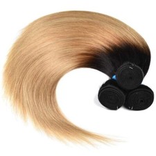 Black/Blonde 1B/27 STRAIGHT 100 Human Hair Weave Extension 10" - 28" 