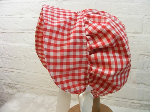 ADULT BABY SISSY BONNET blue gingham HAT COSPLAY LOLITA FANCYDRESS Victorian - Picture 11 of 40