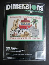 Dimensions PLAN AHEAD 6680 Noah's Ark small vtg Cross Stitch Craft Kit NOS