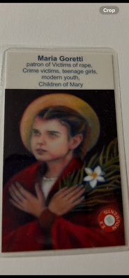 Saint Maria Goretti  3rd Class Relic Card Patron  Victims of Rape, Teenage girls