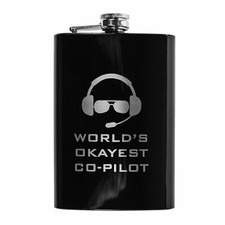 8oz BLACK World's Okayest Co-Pilot Flask