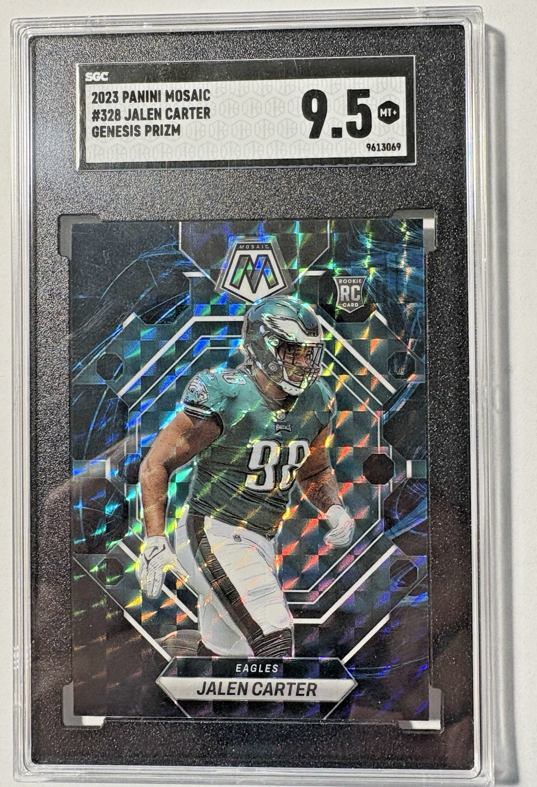 Jalen Carter 2023 Panini Mosaic Mosaic Genesis Prizm - #328 (RC) Eagles SGC 9.5