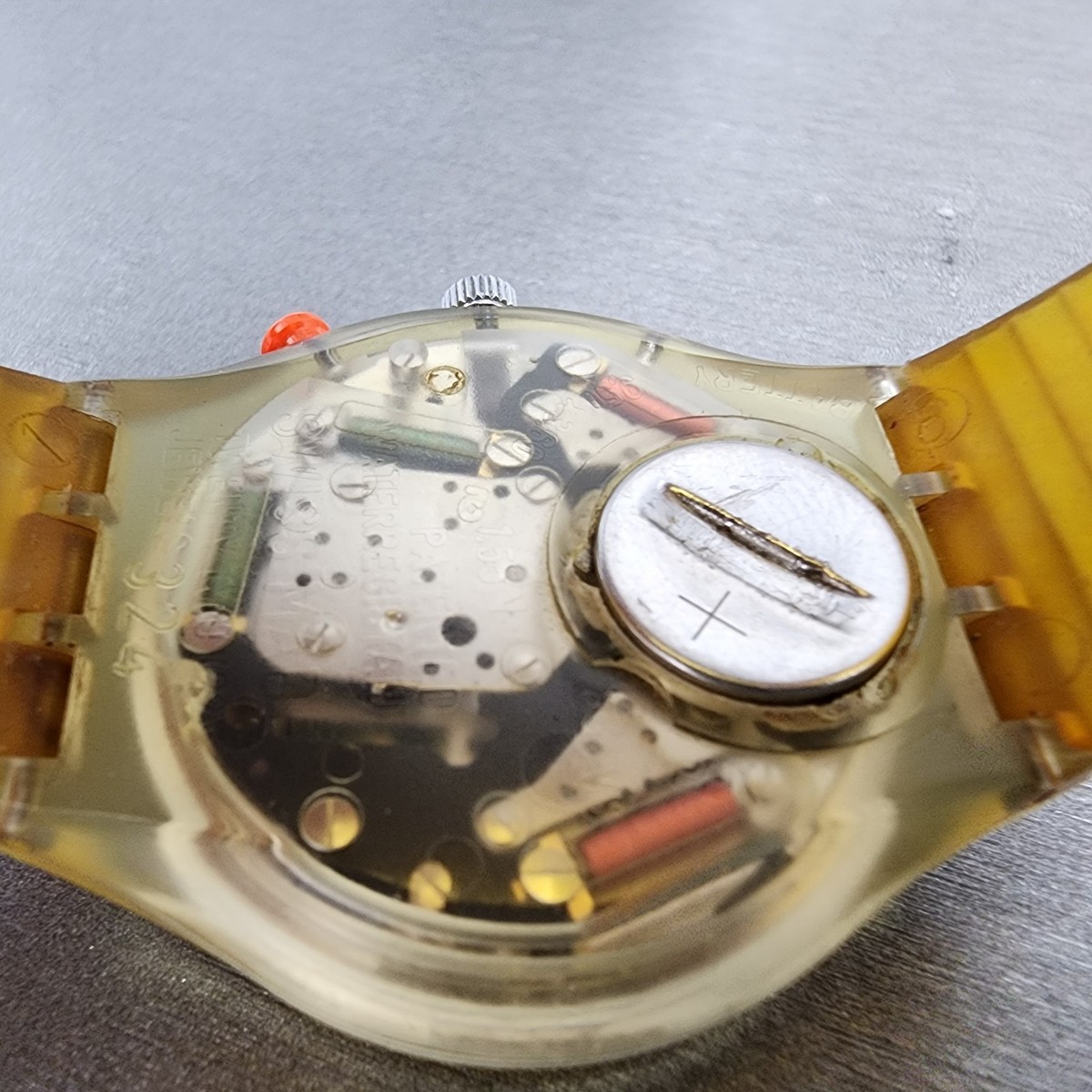 Swatch Jelly Stag Chrono Watch Men 37mm Silver Dial Clear SCK104