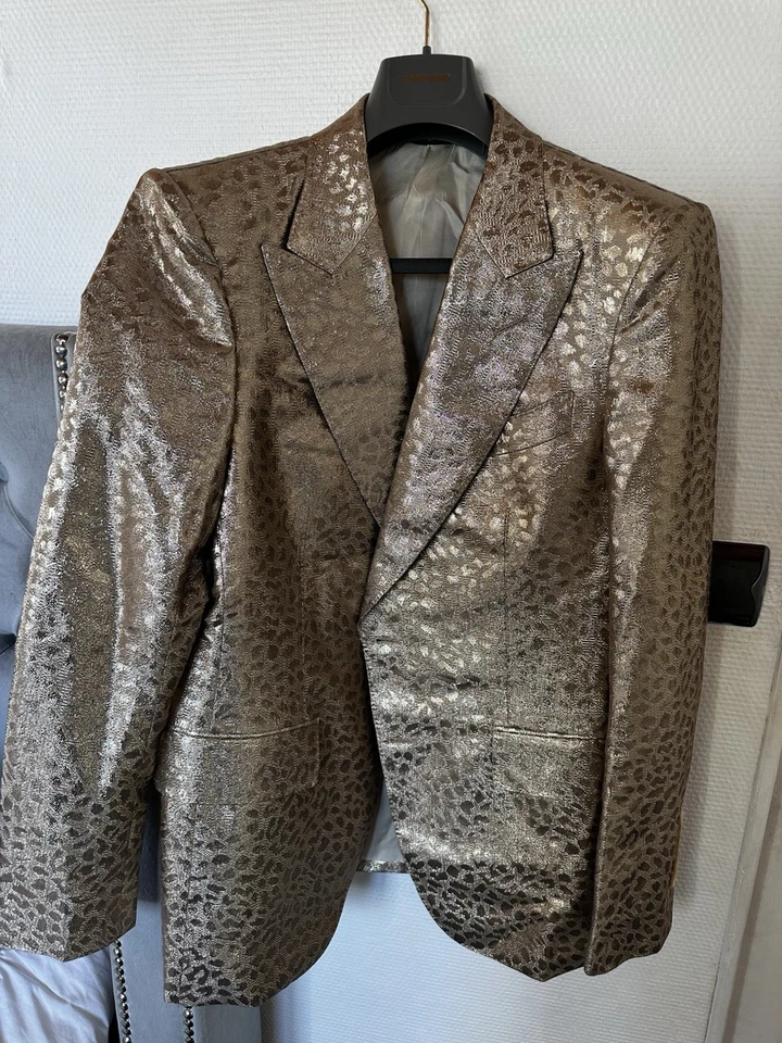 Veste Blazer Tom Ford Dyllan Taille 7 52 R Made In Italy Jacquard Métallisé - Photo 2/4