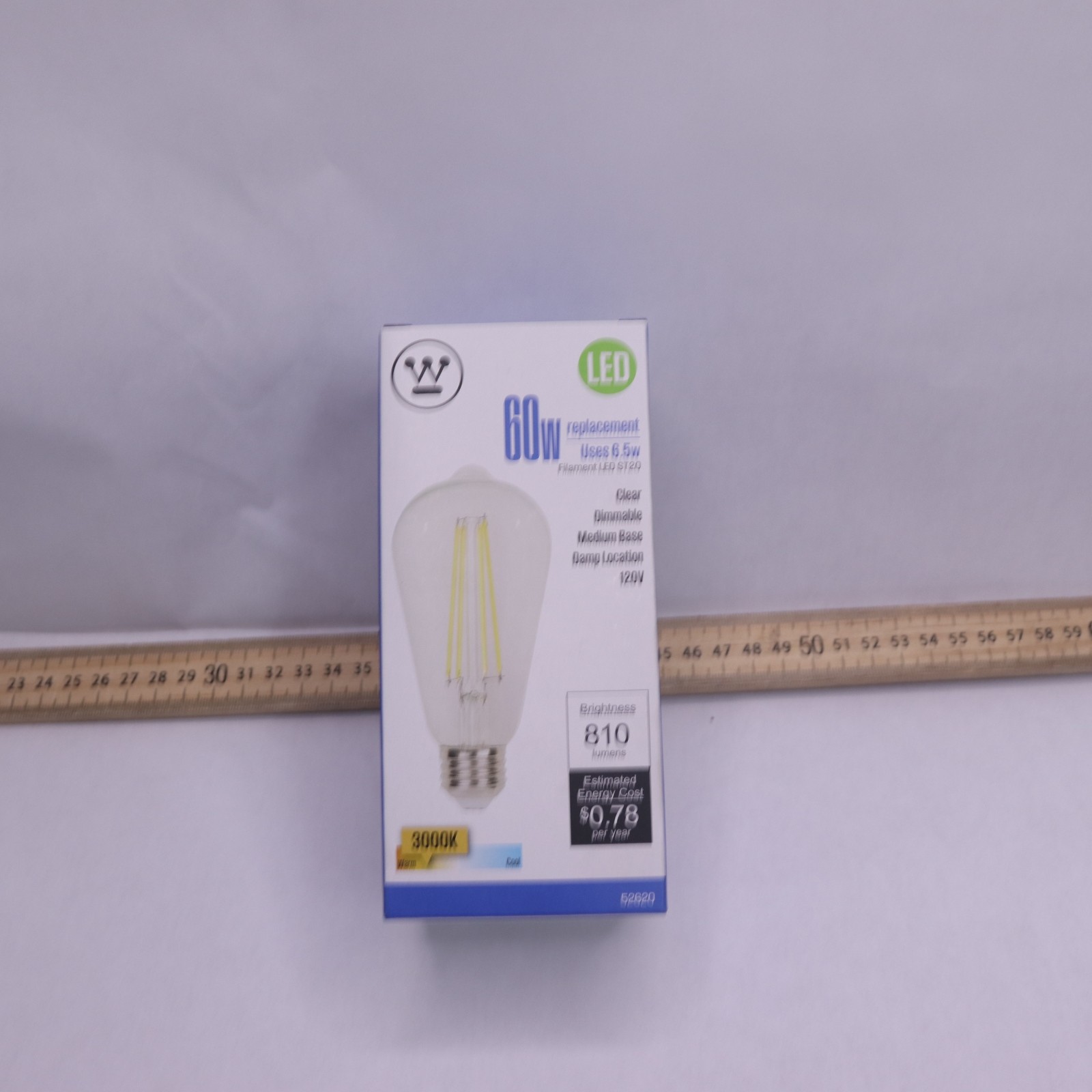 Westinghouse LED Light Bulb Medium Base Dimmable Clear Filament ST20 6.5W