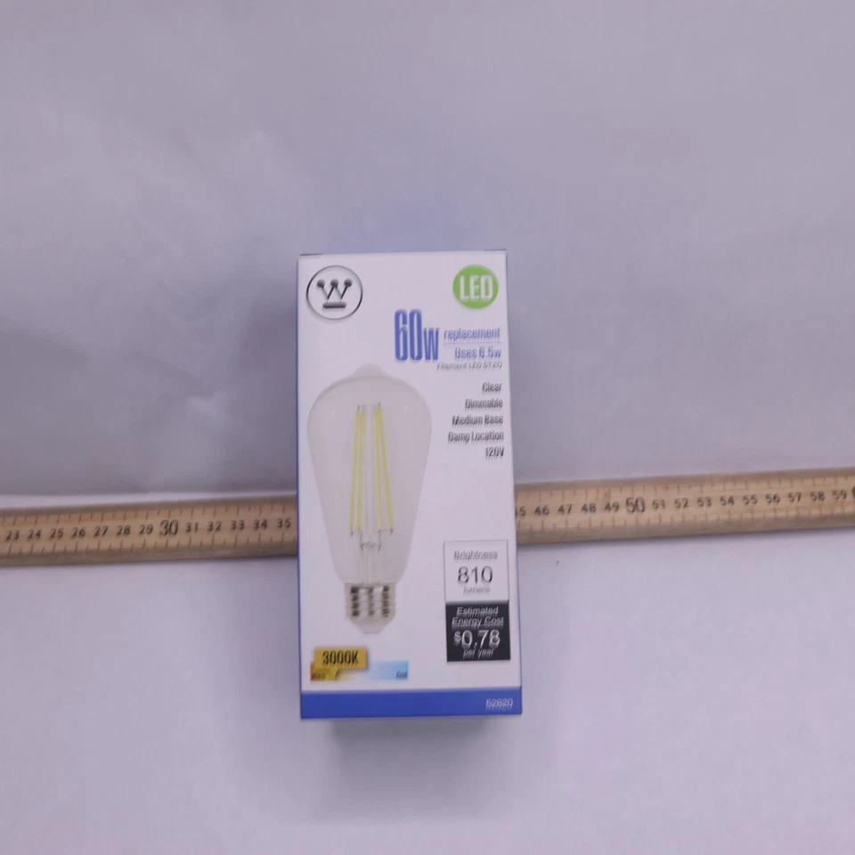 Westinghouse LED Light Bulb Medium Base Dimmable Clear Filament ST20 6.5W - Image 4 of 4