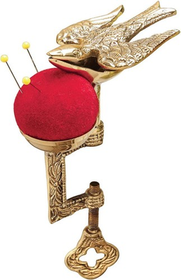 #ad Solid Brass Replica Victorian Bird Sewing Clamp Pincushion $29.33