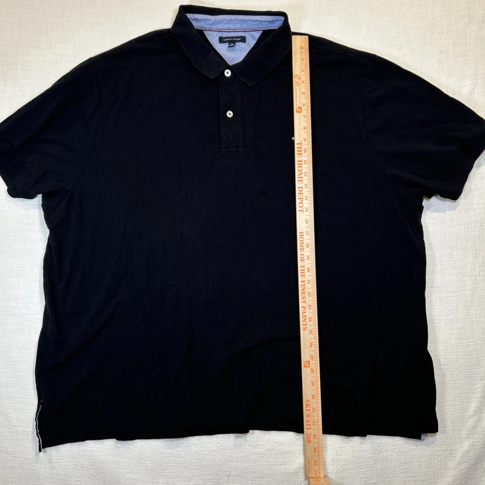 Tommy Hilfiger Men's Polo Black Short Sleeve 5XL 100% Cotton Shirt Big & Tall - Image 4 of 4