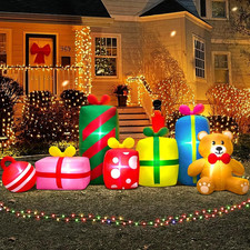 10FT Giant Christmas Inflatables Outdoor Decorations Gift Boxes and Bear,Blow up