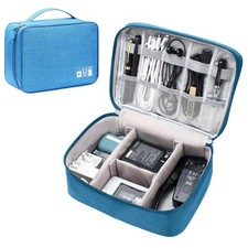SELLYFELLY Electronics Organizer Travel Universal Cable Large, Double-Blue