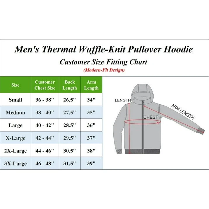 BLUE ICE MEN'S WAFFLE KNIT THERMAL PULLOVER HOODIE - SIZE: 3XL - NATURAL