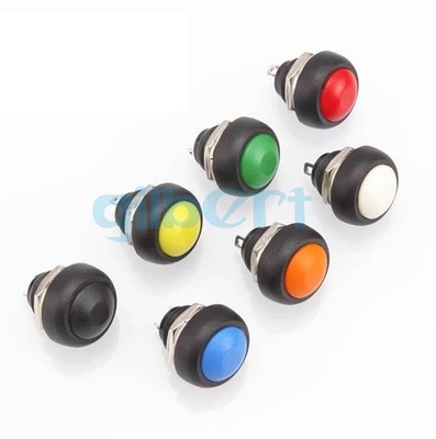 5pcs 12mm Hole 2 Pins SPST Push To ON   Push Button Switch PBS-33B #nm
