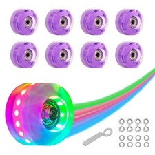 Nattork 8 Pack 82A Light up Roller Skate Wheels 54 32mm with Bearings Insta...