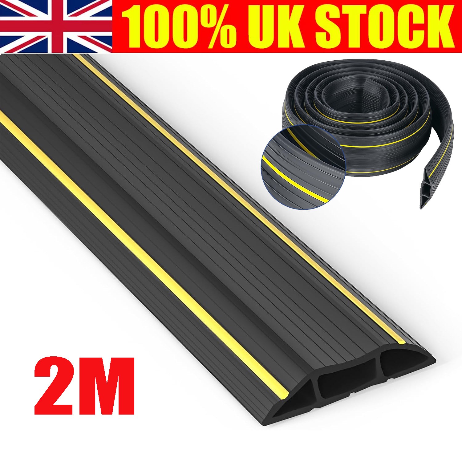 Floor Cable Cover Protector | Rubber Heavy Duty Trunking | Wire Lead Trip Bumper