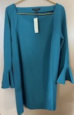 Banana Republic Teal 3/4 Length Bell Sleeves Dress Size L Petite NWT